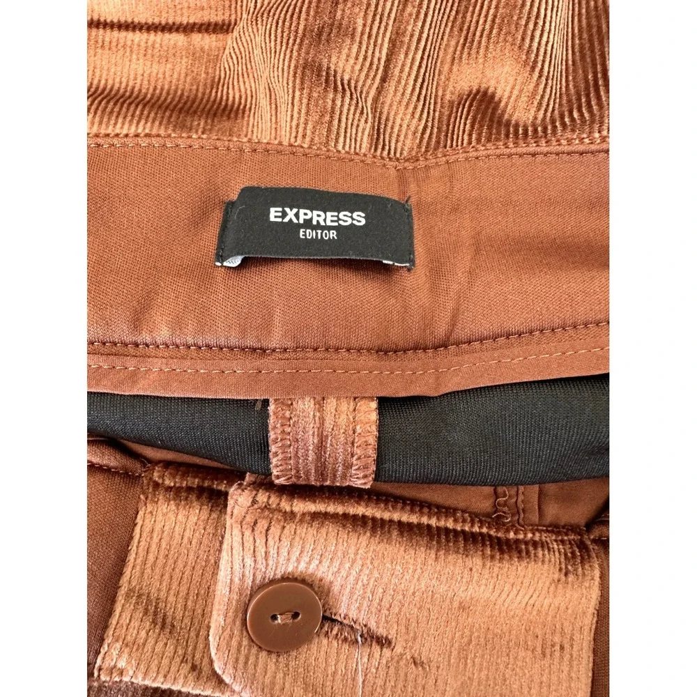 Express Editor High Rise Flare‎ Trouser Brown Corduroy Pants 10R
